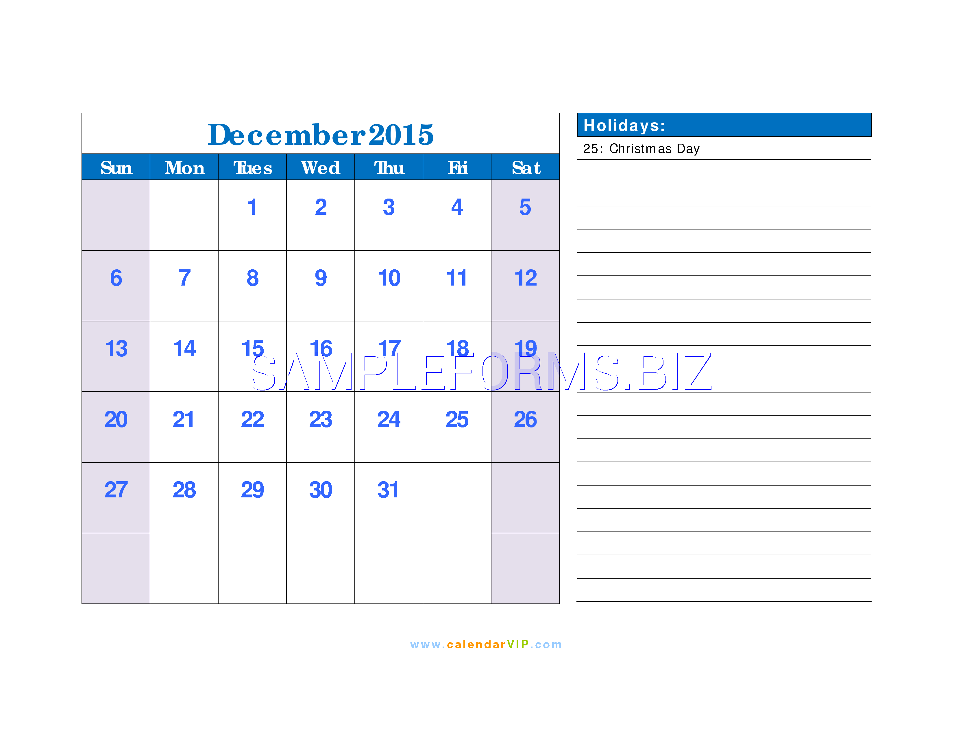 Preview free downloadable December 2015 Calendar 1 in PDF (page 1)